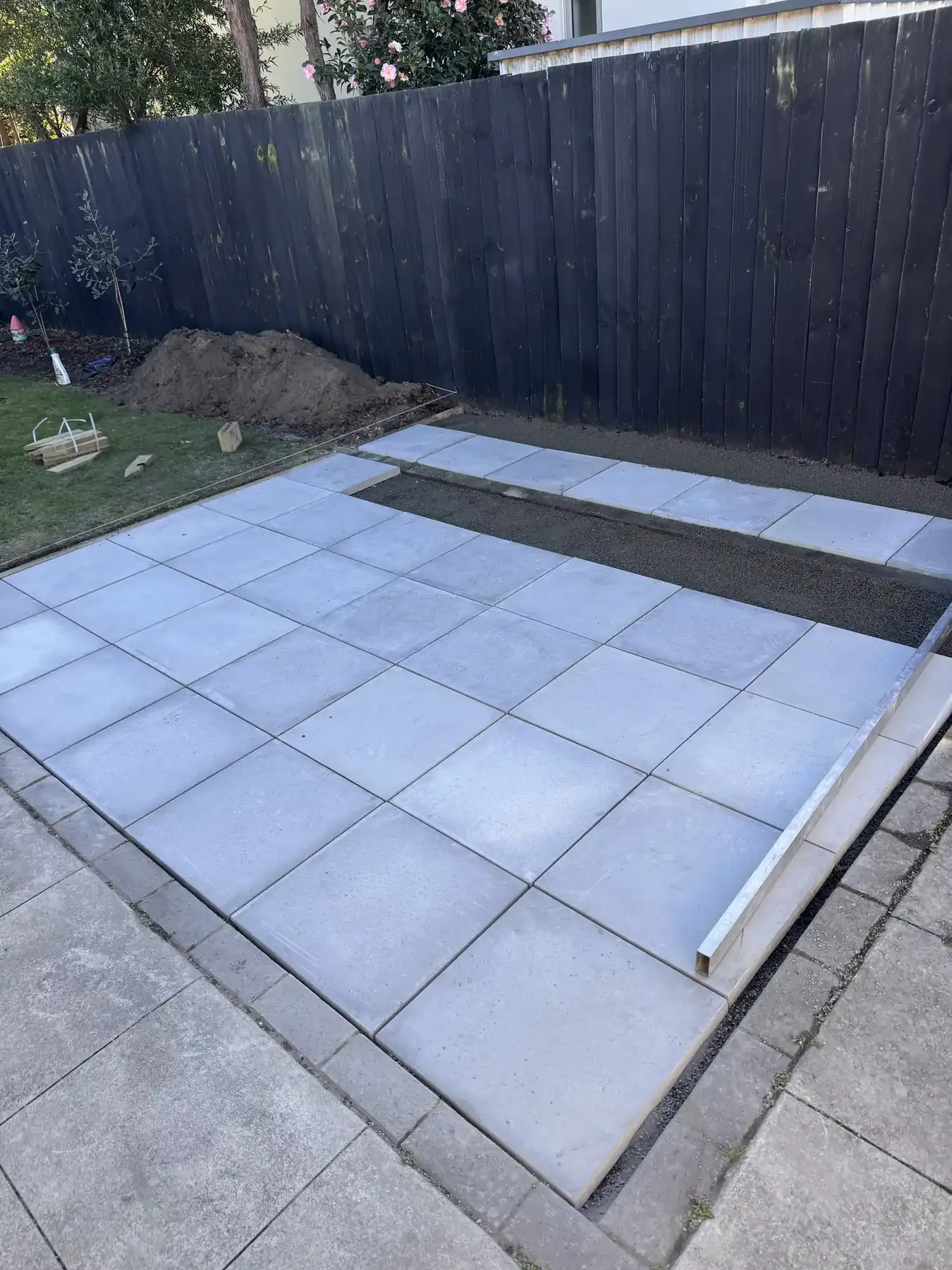 Paving and patio work as part of a Christchurch outdoor living project