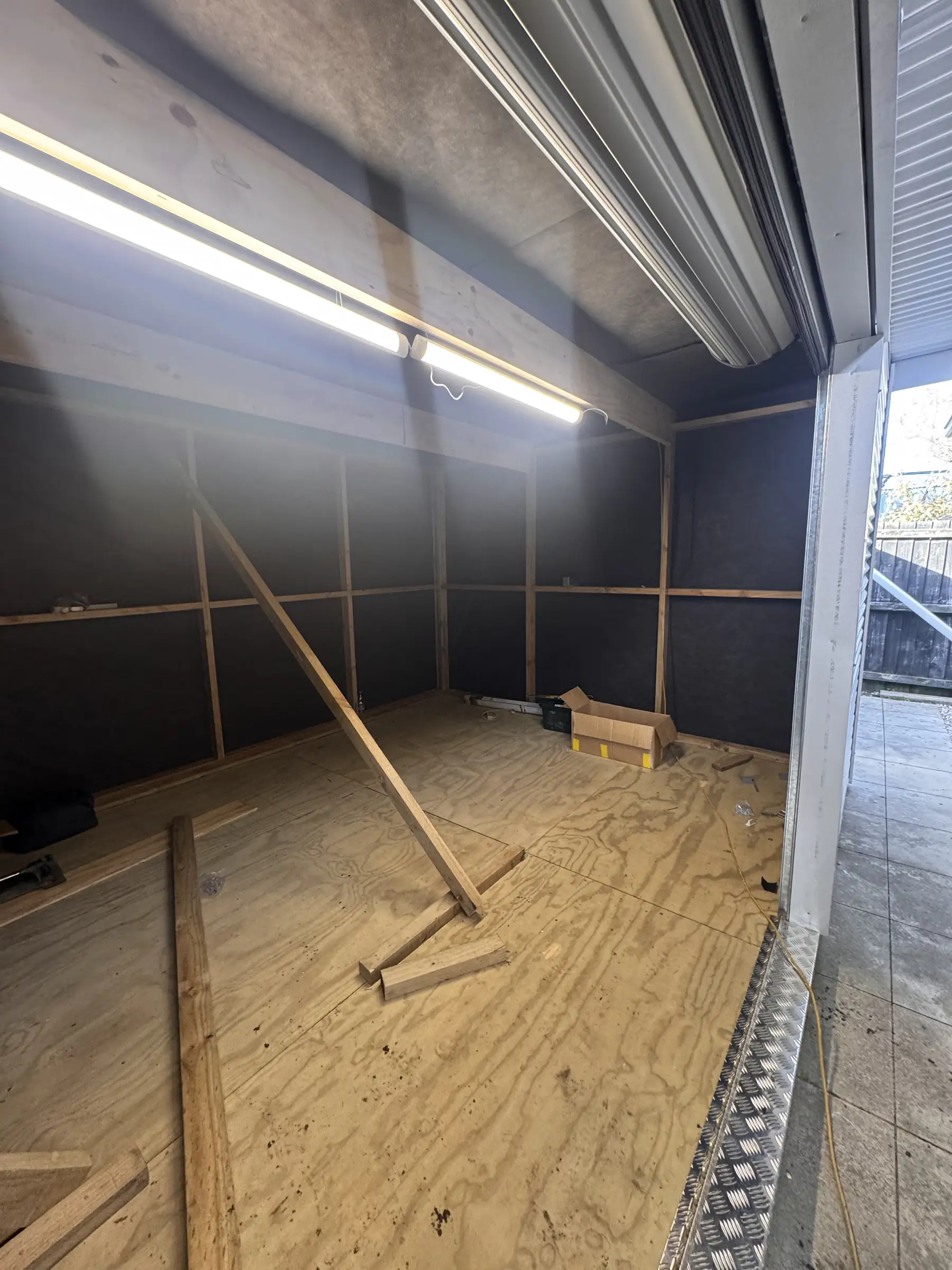 Completed sleepout build in a Christchurch backyard